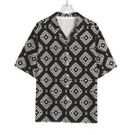 Black And White Navajo Pattern Print Rayon Hawaiian Shirt