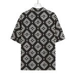 Black And White Navajo Pattern Print Rayon Hawaiian Shirt