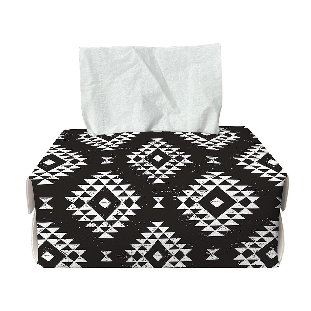 Black And White Navajo Pattern Print Rectangle Tissue Box Cover