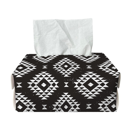 Black And White Navajo Pattern Print Rectangle Tissue Box Cover