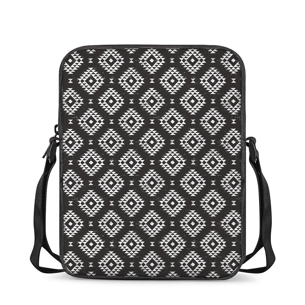 Black And White Navajo Pattern Print Rectangular Crossbody Bag