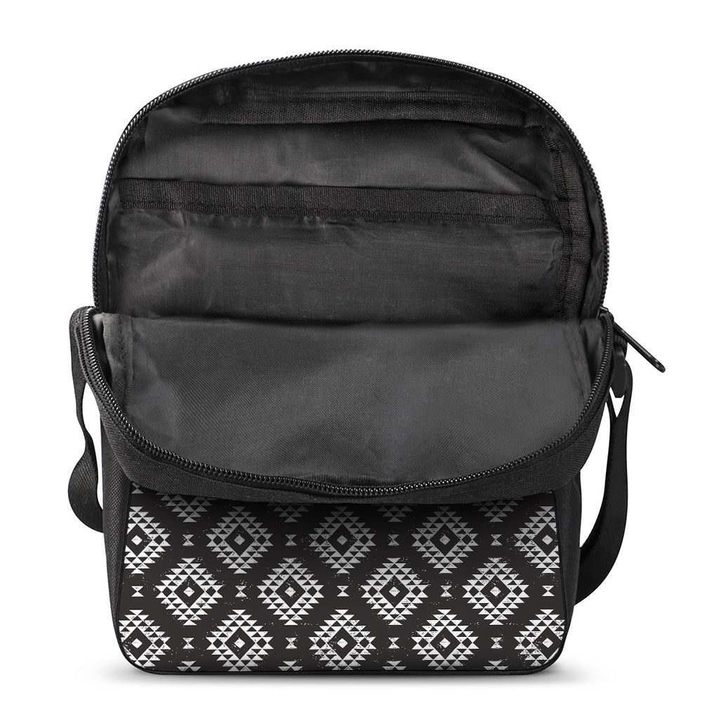 Black And White Navajo Pattern Print Rectangular Crossbody Bag