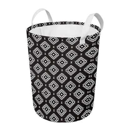 Black And White Navajo Pattern Print Round Laundry Basket