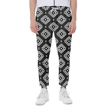Black And White Navajo Pattern Print Scuba Joggers