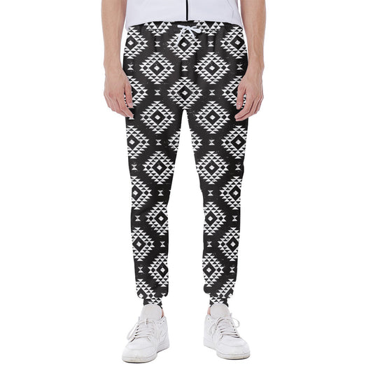 Black And White Navajo Pattern Print Scuba Joggers