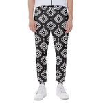 Black And White Navajo Pattern Print Scuba Joggers
