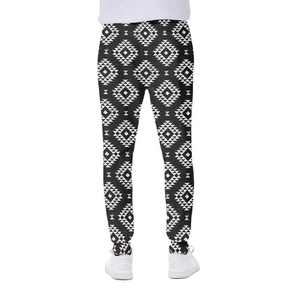 Black And White Navajo Pattern Print Scuba Joggers