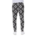 Black And White Navajo Pattern Print Scuba Joggers