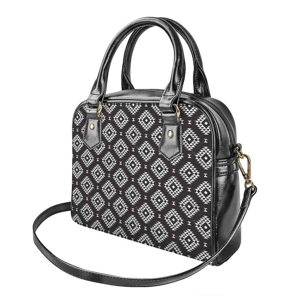 Black And White Navajo Pattern Print Shoulder Handbag