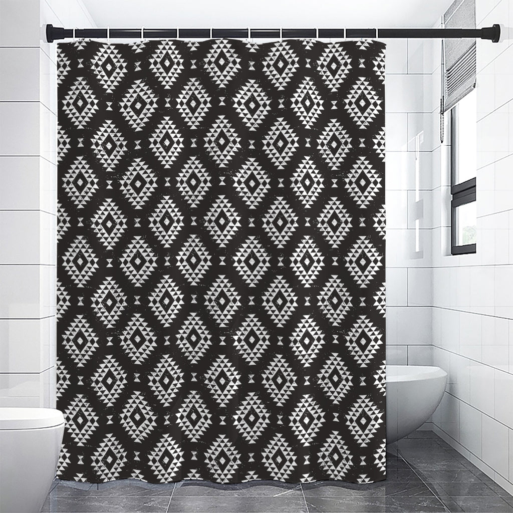 Black And White Navajo Pattern Print Shower Curtain