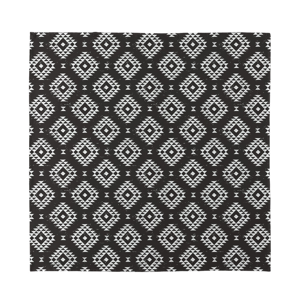 Black And White Navajo Pattern Print Silk Bandana