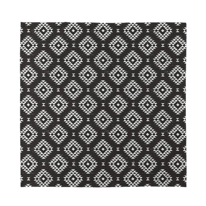 Black And White Navajo Pattern Print Silk Bandana