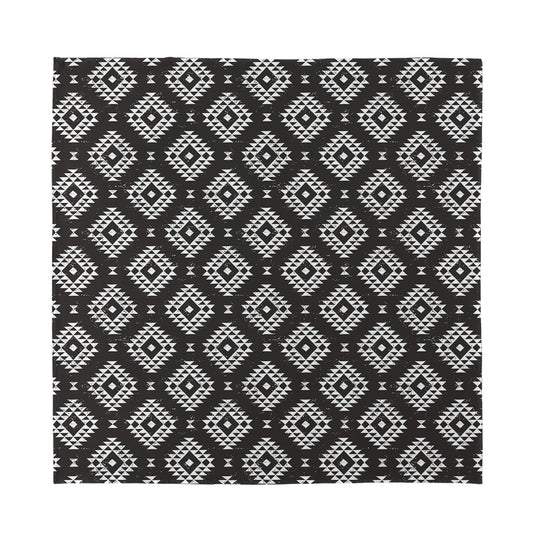 Black And White Navajo Pattern Print Silk Bandana