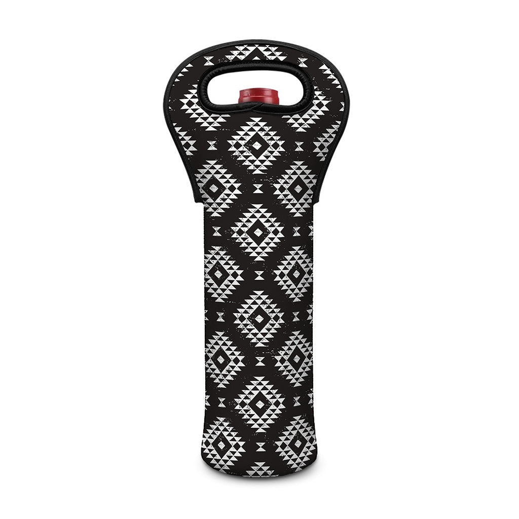Black And White Navajo Pattern Print Single Neoprene Wine Tote