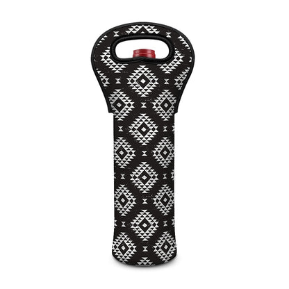 Black And White Navajo Pattern Print Single Neoprene Wine Tote