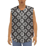 Black And White Navajo Pattern Print Sleeveless Baseball Jersey