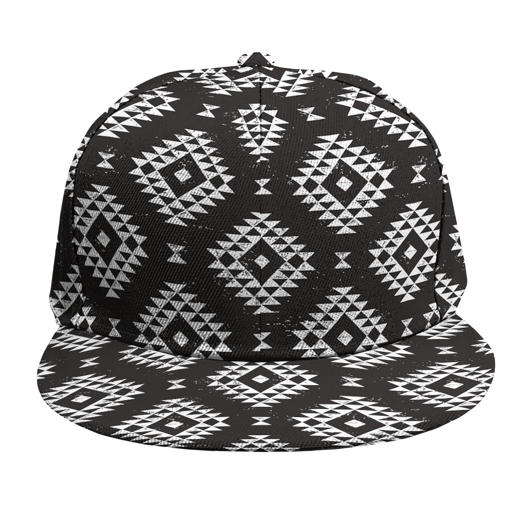 Black And White Navajo Pattern Print Snapback Cap