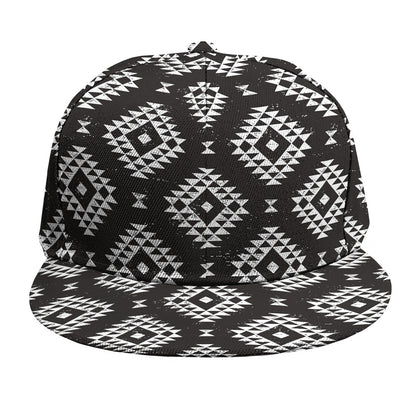 Black And White Navajo Pattern Print Snapback Cap
