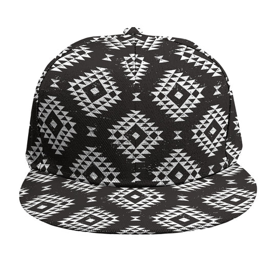 Black And White Navajo Pattern Print Snapback Cap