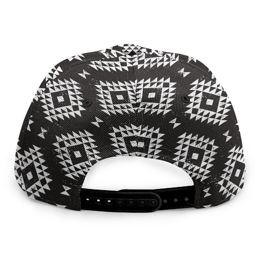 Black And White Navajo Pattern Print Snapback Cap