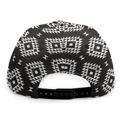 Black And White Navajo Pattern Print Snapback Cap