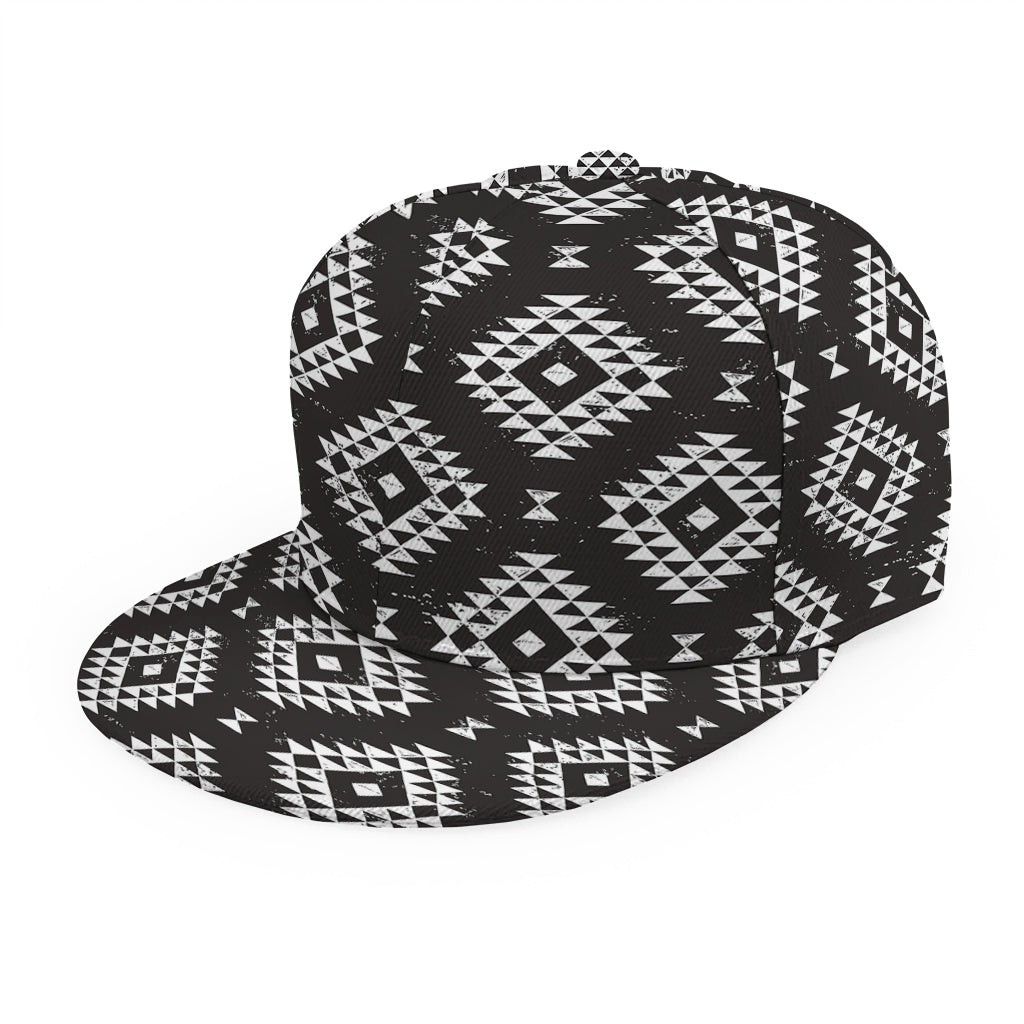 Black And White Navajo Pattern Print Snapback Cap