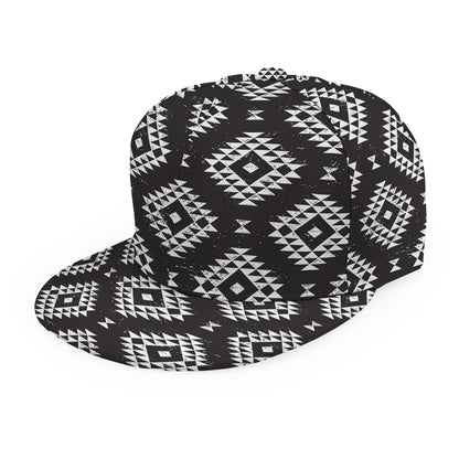 Black And White Navajo Pattern Print Snapback Cap