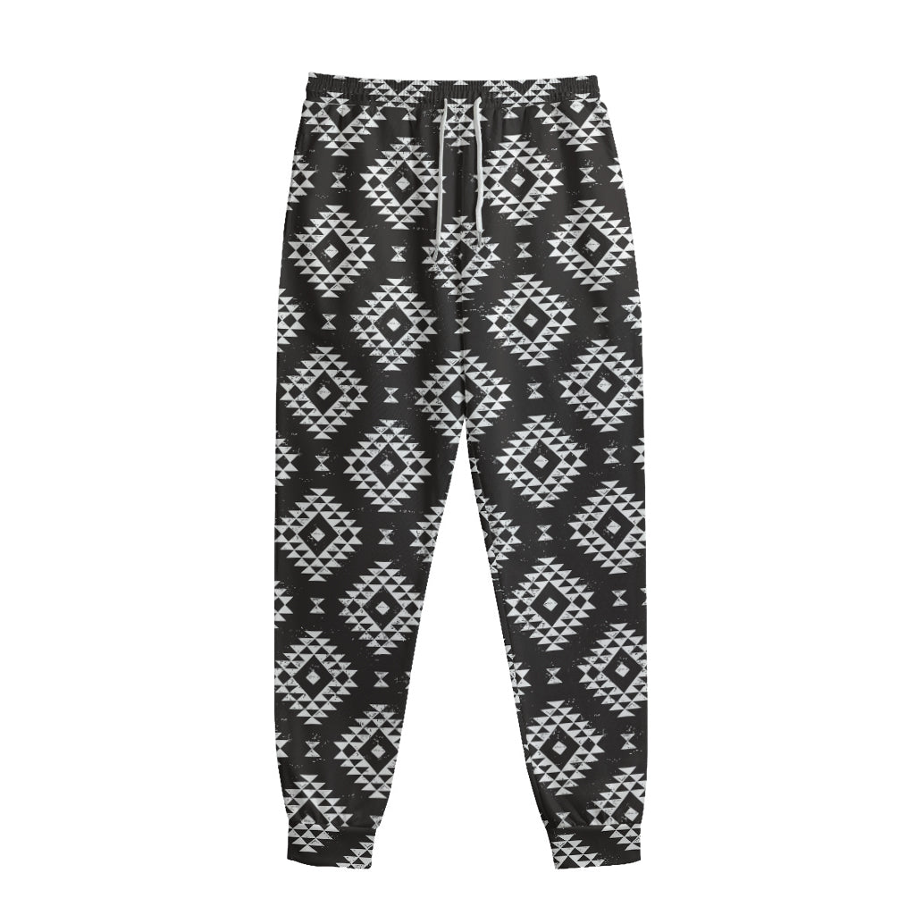 Black And White Navajo Pattern Print Sweatpants