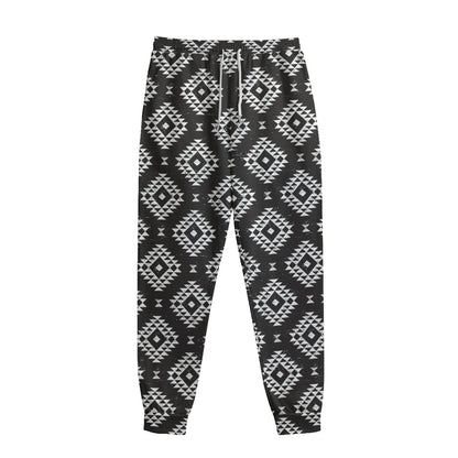 Black And White Navajo Pattern Print Sweatpants