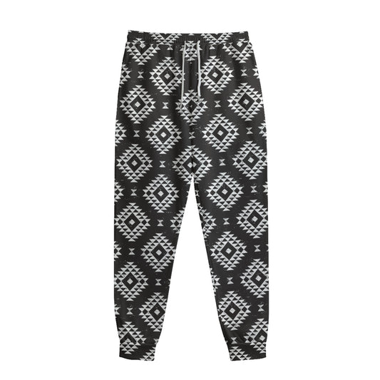 Black And White Navajo Pattern Print Sweatpants