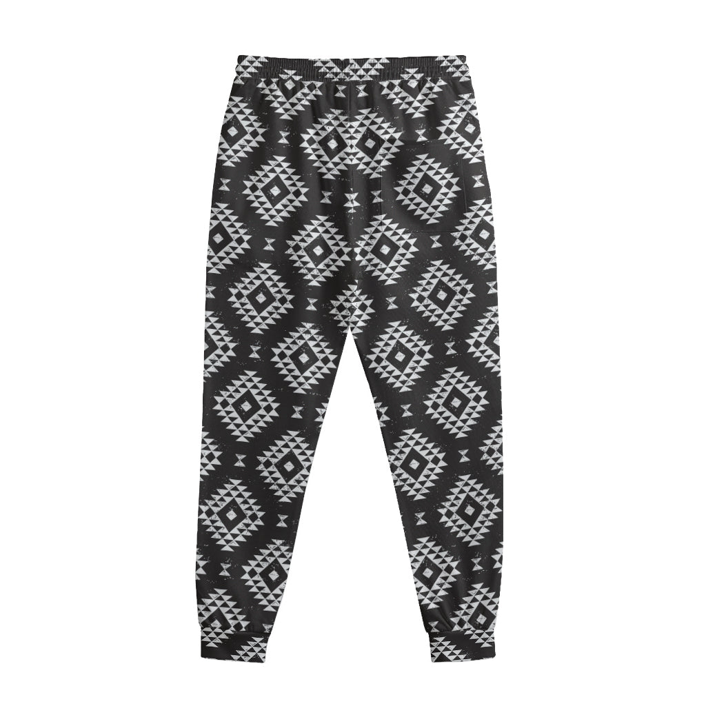 Black And White Navajo Pattern Print Sweatpants