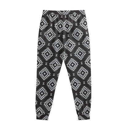 Black And White Navajo Pattern Print Sweatpants