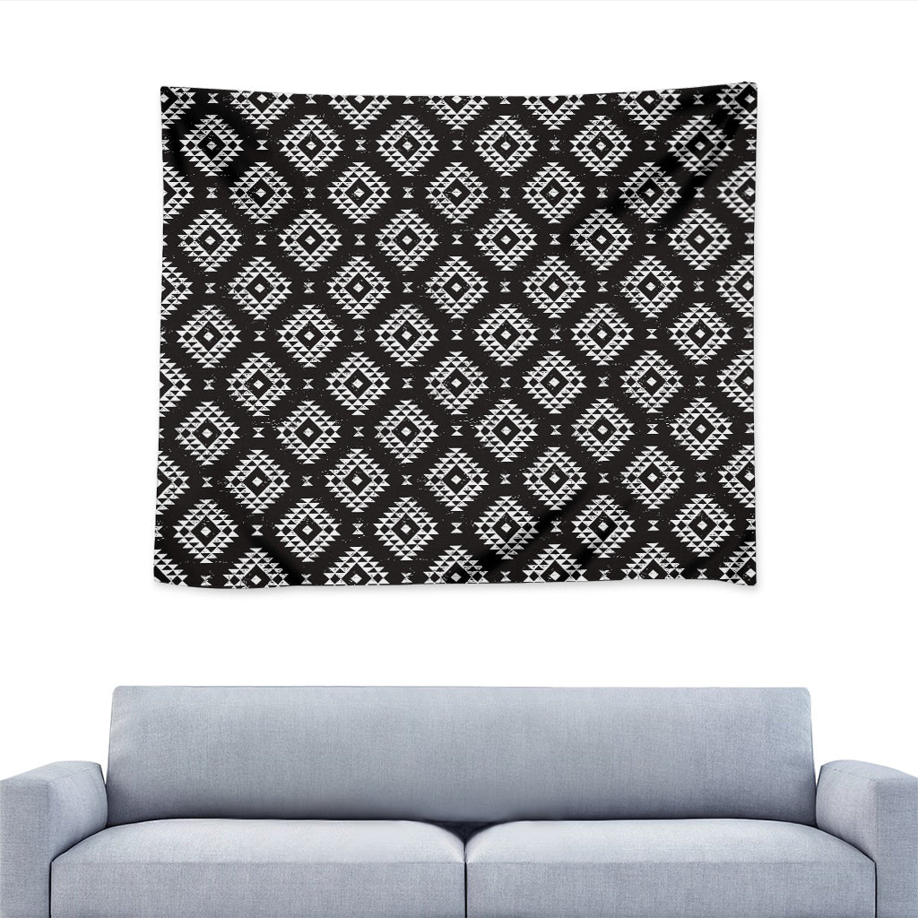 Black And White Navajo Pattern Print Tapestry