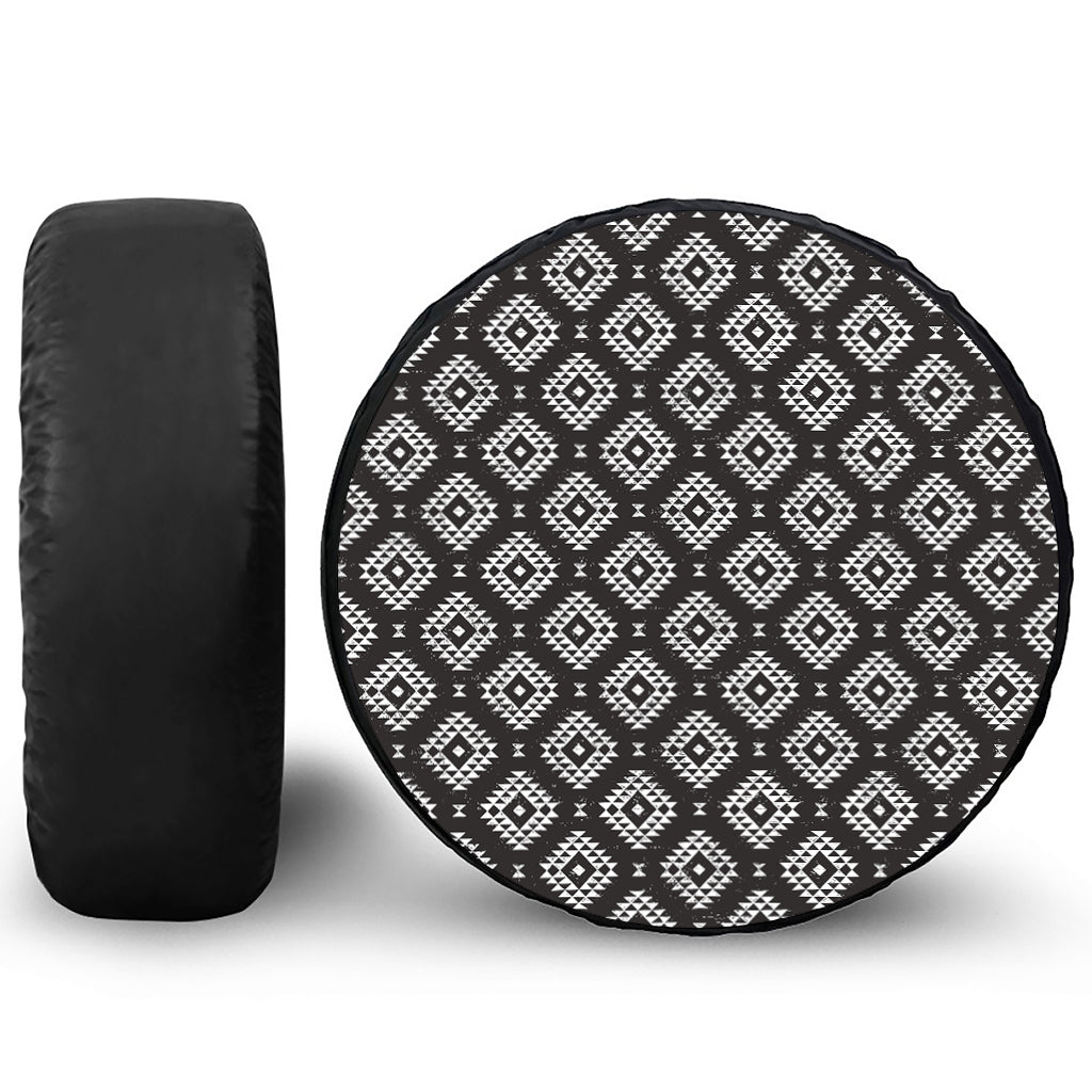 Black And White Navajo Pattern Print Tire Cover