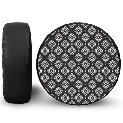 Black And White Navajo Pattern Print Tire Cover