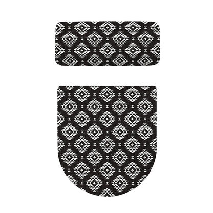 Black And White Navajo Pattern Print Toilet Lid And Tank Cover Set