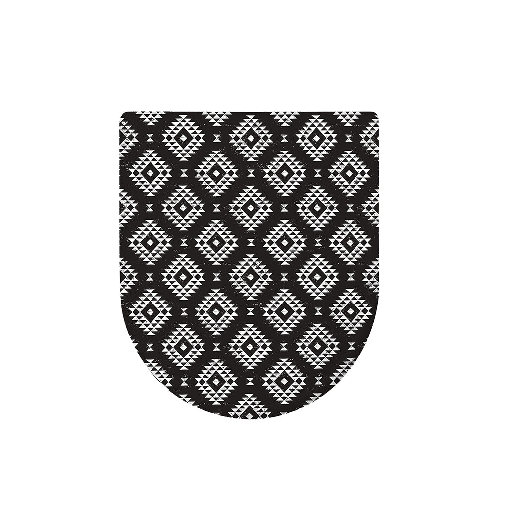 Black And White Navajo Pattern Print Toilet Lid Cover