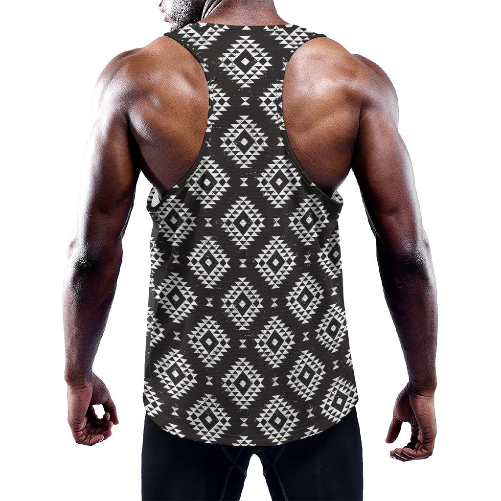 Black And White Navajo Pattern Print Training Tank Top