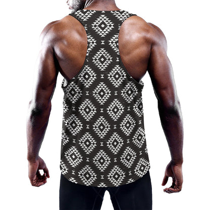 Black And White Navajo Pattern Print Training Tank Top