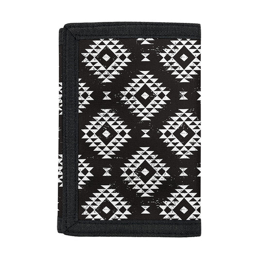 Black And White Navajo Pattern Print Trifold Wallet