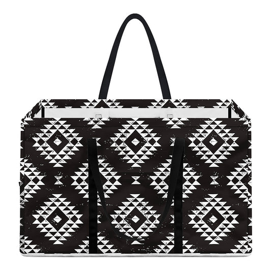 Black And White Navajo Pattern Print Utility Tote Bag