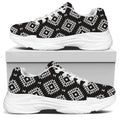 Black And White Navajo Pattern Print White Chunky Shoes