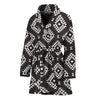 Black And White Navajo Pattern Print Women's Bathrobe