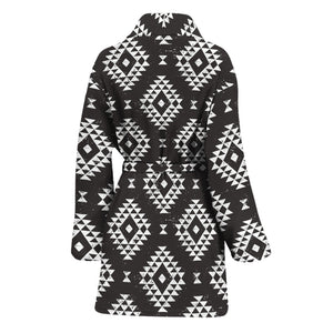 Black And White Navajo Pattern Print Women's Bathrobe