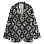 Black And White Navajo Pattern Print Women's Blazer