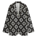 Black And White Navajo Pattern Print Women's Cotton Blazer