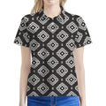 Black And White Navajo Pattern Print Women's Polo Shirt