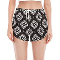 Black And White Navajo Pattern Print Women's Split Running Shorts