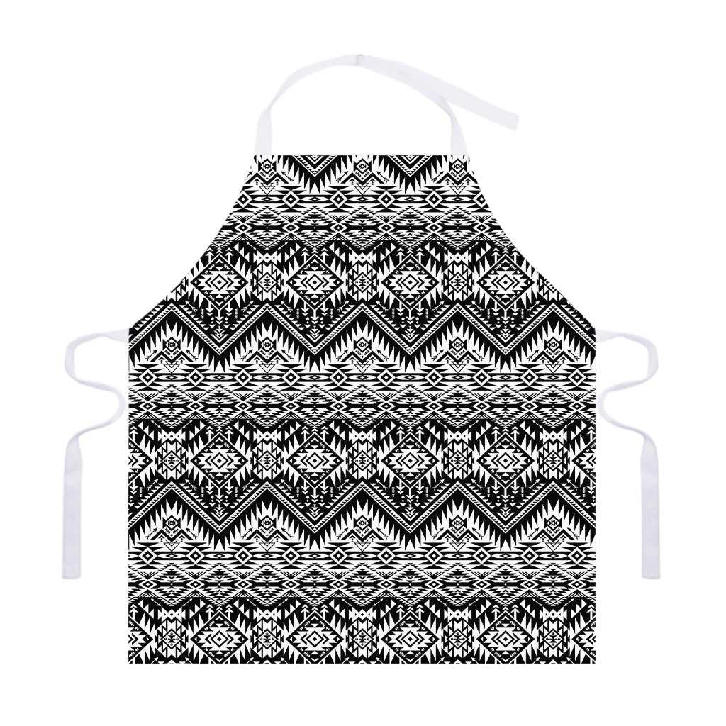 Black And White Navajo Print Adjustable Apron