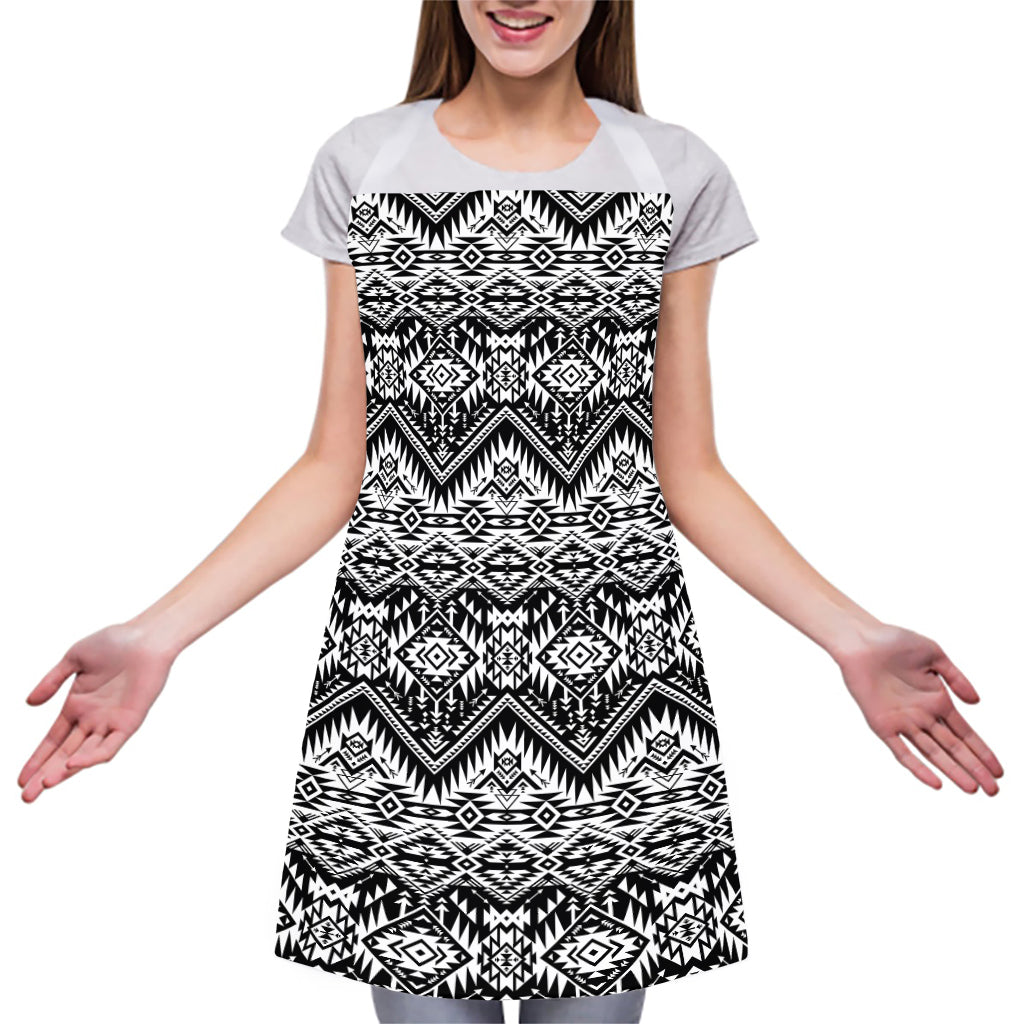 Black And White Navajo Print Adjustable Apron